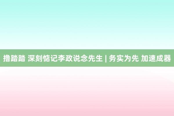 撸踏踏 深刻惦记李政说念先生 | 务实为先 加速成器